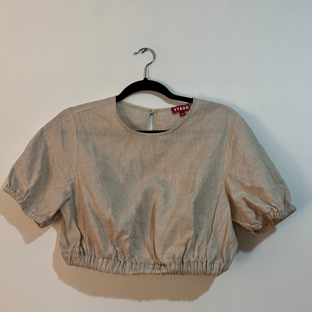 STAUD Linen Crop Top